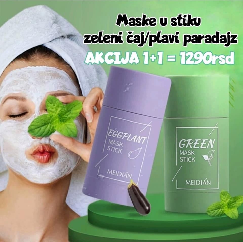 Dve MASKE za lice u stiku od zelenog čaja i plavog paradajza 1 + 1 - Brzishop